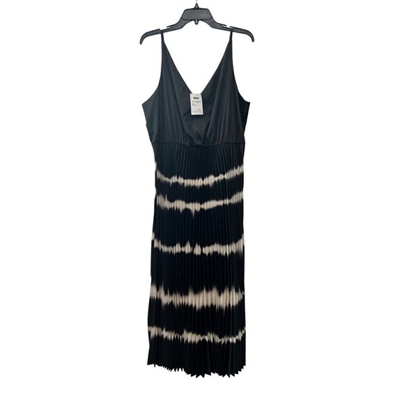 New AllSaints Size L Curtis satin tie dye pleated midi dress *No Sweater Top* - Picture 2 of 13